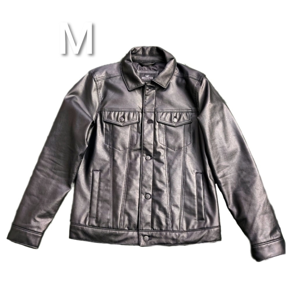 Hollister Men's Black Faux Leather Jacket. Size M